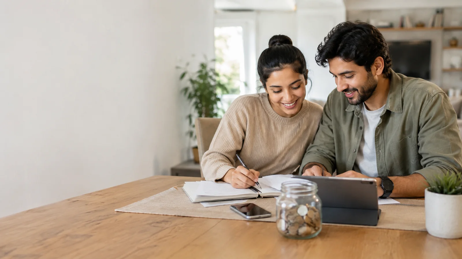 Couple reviewing a home finance plan